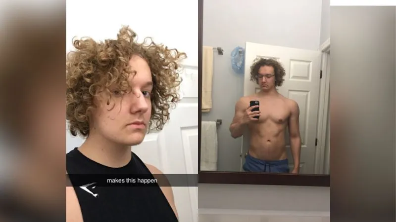 ZyzzReincarnate documenting curly hair growth as part of his looksmaxxing softmaxx strategy